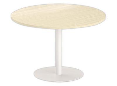 1 Table ronde diam 116 cm plateau acaciapied tulipe blanc pied tulipe