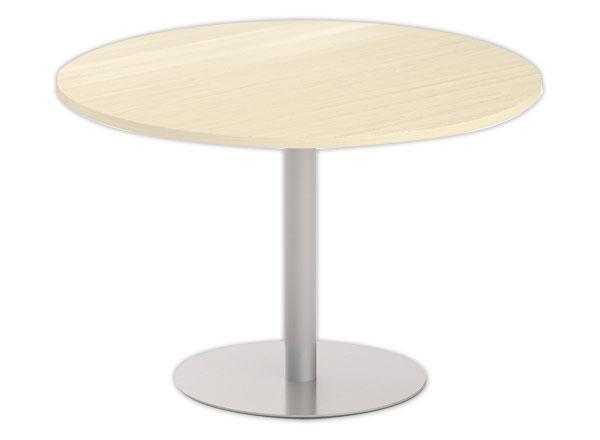 1 Table ronde diam 116 cm plateau acaciapied tulipe argent
