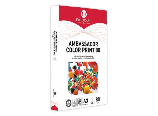 1 Carton de 3 Ramettes de 500 flles papier blanc A3 80g AMBASS. COLOR PRINT FIDUCIAL
