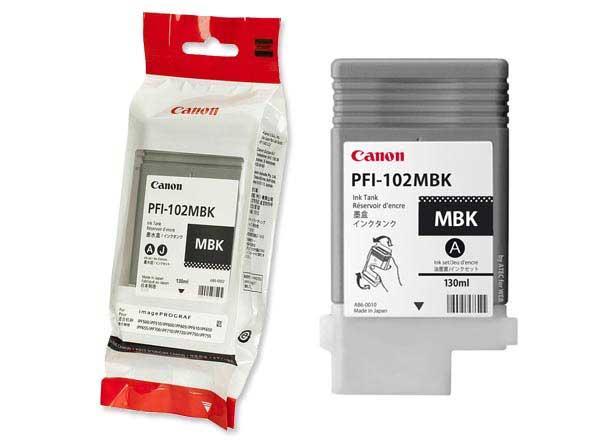 1 Cartouche CANON PFI102MBK noire mat pigmenté
