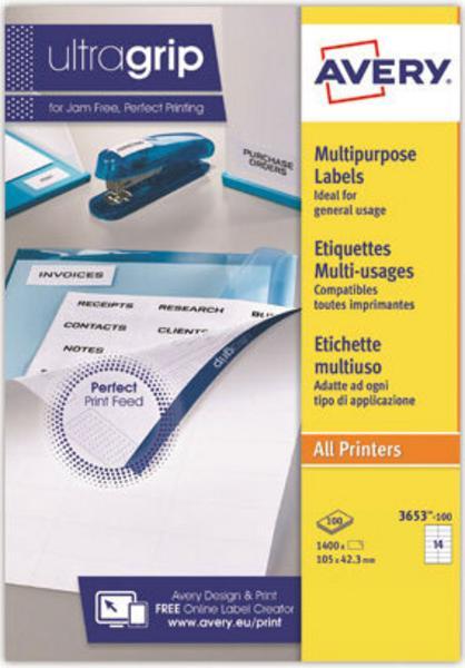 1 Boite de 100 Planches d'étiquettes multiusages 105x42,3 mm soit 1400 étiq/boîte
