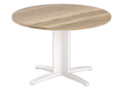 1 Table réunion ronde diam. 116cm chêne veiné/blanc