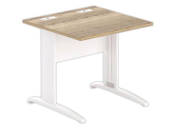 1 Table 80 x 80 chêne veiné - pieds blanc Fiducial