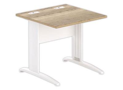 1 Table 80 x 80 chêne veiné - pieds blanc Fiducial