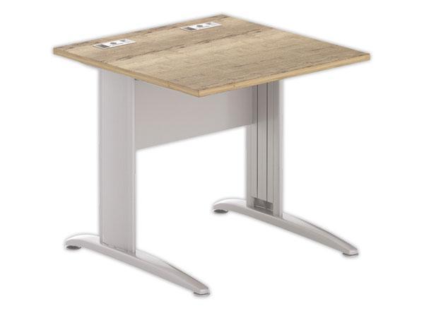 1 Table 80 x 80 chêne veiné - pieds aluminium Fiducial