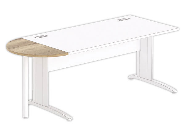 1 1/2 lune 80 x 40 bureau rectangulaire chêne veiné /blanc