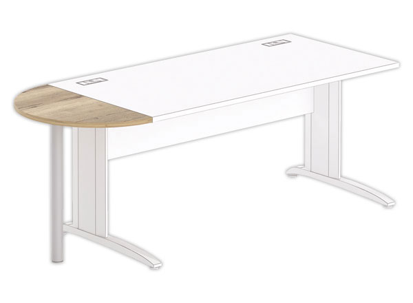 1 1/2 lune 80 x 40 bureau rectangulaire chêne veiné /alu