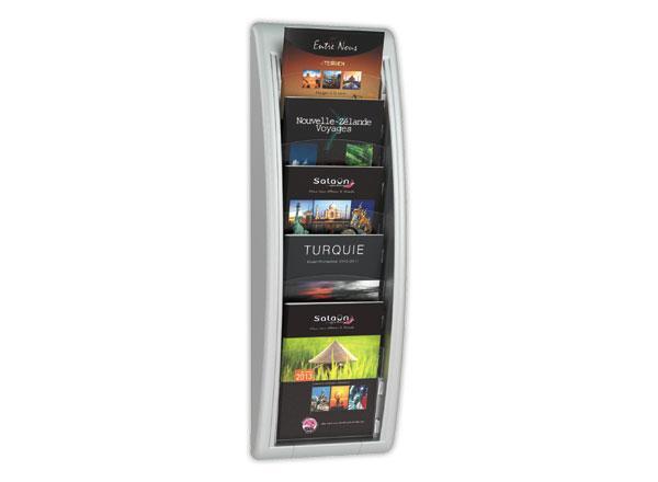 1 Présentoir mural en colonne 5 cases pour format A5 - alu