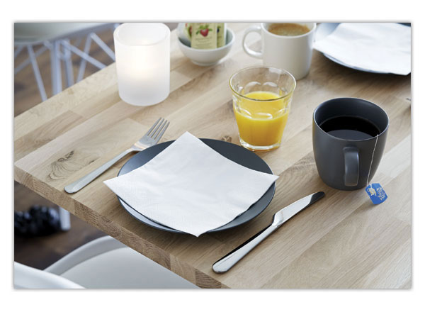 1 Sachet de 300 Serviettes ouate 2 plis FSC 33x33 cm uni blanc
