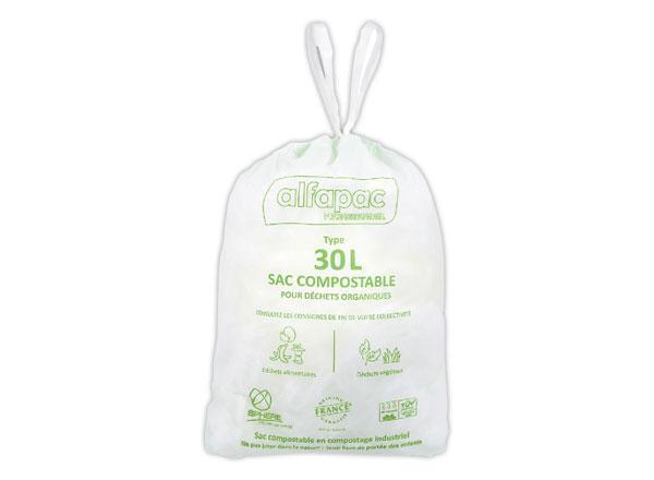 1 Carton de 250 Sacs verts pour déchets quotidiens 30L