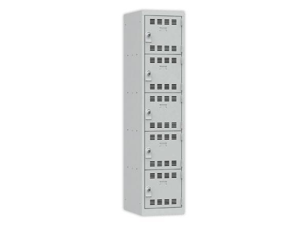 1 Vestiaire multicases 1 colonne de 5 cases H.180 x L.40cm gris/gris