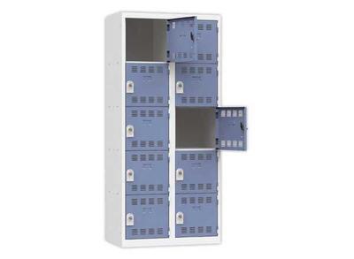1 Vestiaire multicases 2 colonne de 5 cases H.180 x L.80cm gris/bleu
