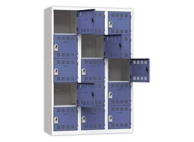1 Vestiaire multicases 3 col. de 5 casesH.180 x L.120cm gris/bleu