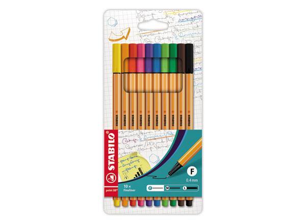 1 Blister de 10 Stylos-feutres STABILO Point 88 - écriture fine