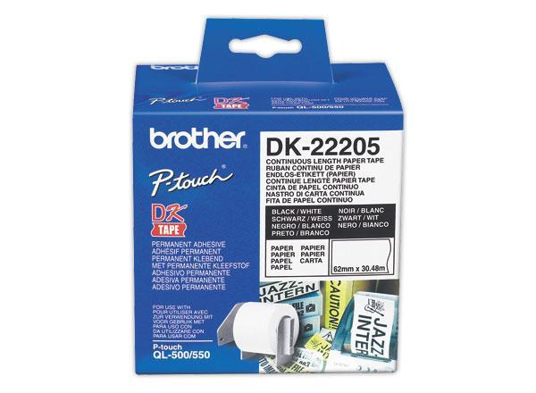 Brother DK-22205 ruban d'étiquette Noir sur blanc
