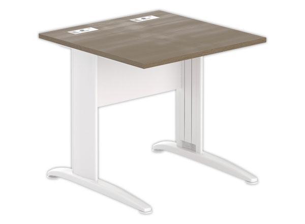 1 Table 80 x 80 noyer - pieds blanc