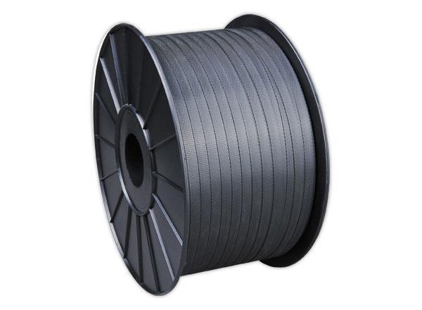1 Lot de 2 Feuillards manuels, grené, noir, polypropylène, 12mm x 1500m