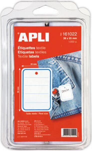 1 Boite de 1000 Étiquettes textiles perforées 39x55mm