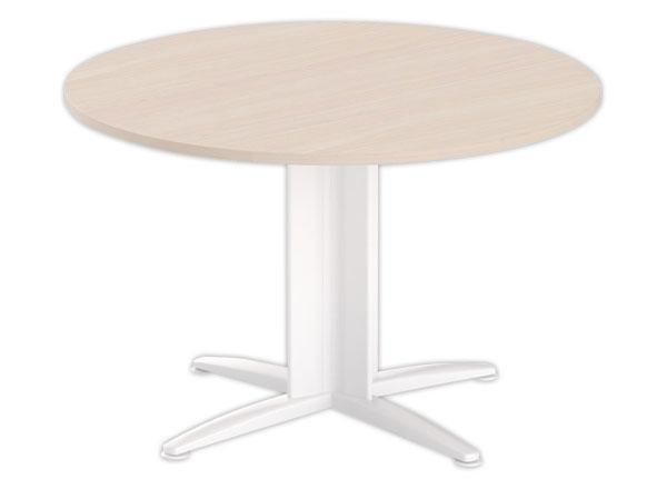 1 Table réunion ronde diam. 116cm acacia clair/blanc