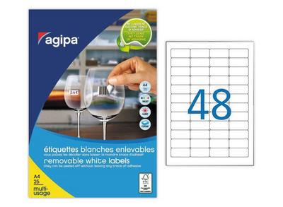 1 Boite de 25 Planches d'étiquettes enlevables laser45,7x21,2 mm 1200