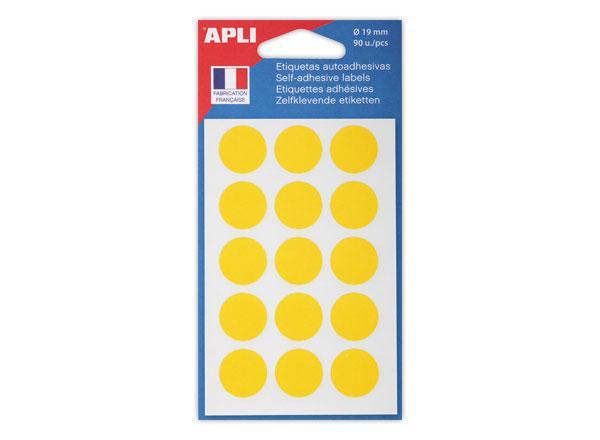 1 Etui de 90 pastilles gommettes de signalisation rondes, Ø19 mm, jau