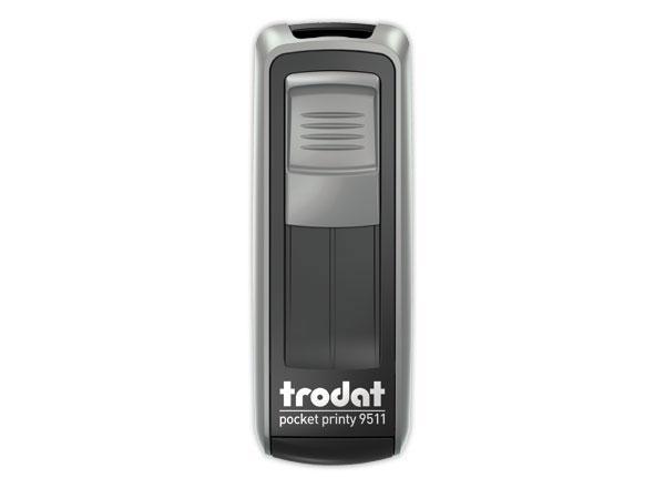 1 Timbre mobile perso.Printy 9511-Boîtier argent-E.noire-38X14mm-4 lig.m