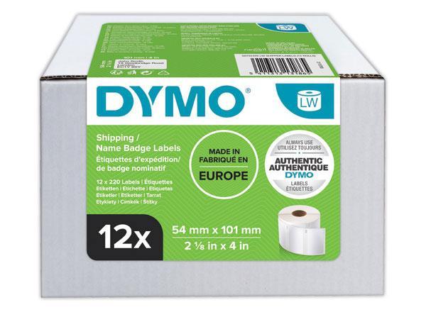 1 Boite de 12 Rouleaux de 220 étiquettes blanches 101x54 mm pour DYMO Label Writer