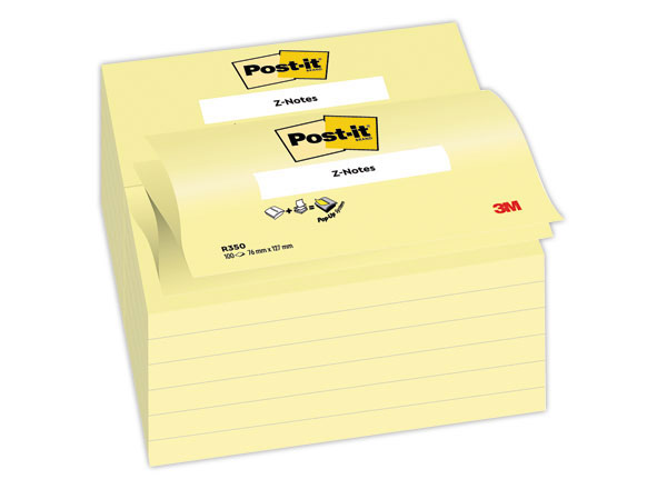 1 Lot de 12 Notes repositionnables ZNotes 76x127 mm jaune, 100 feuilles