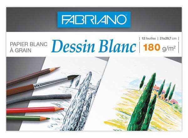 1 Pochette de papier dessin blanc 21x29,7 cm - 180gr - 12 feuilles