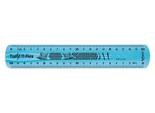 1 Règle de bureau double plate en plastique souple et résistant - 20 cm
