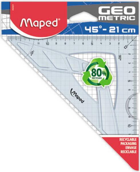 1 Equerre 45° hypoténuse 21 cm - GEOMETRIC, en plastique recyclé
