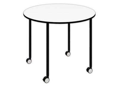 1 Table roulante FEX OFFICE Diam. 96 cm Blanc pieds noirs