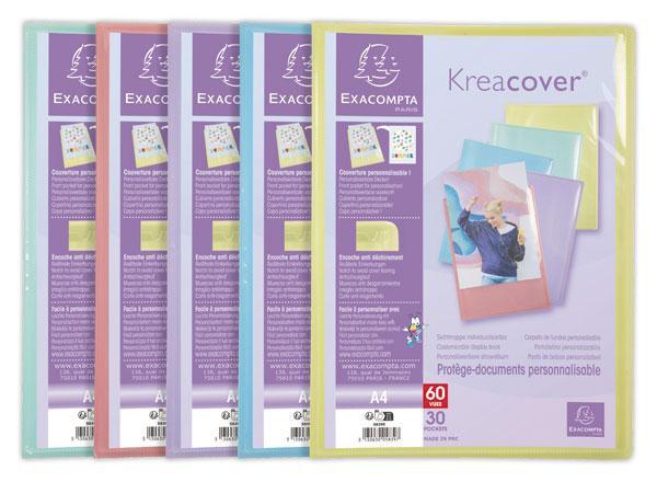 1 Protège-documents personnalisables Kreacover Pastel-30 poches - Assort