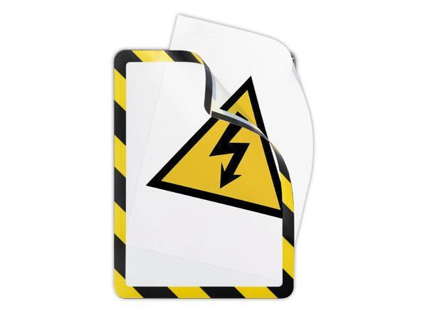 1 Lot de 2 Pochettes d'affichage magnétiques Security A4 Jaune/noir DJOIS