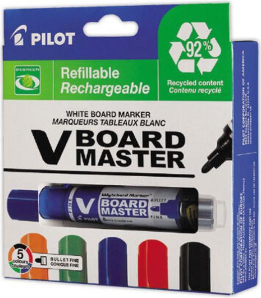 1 Lot de 5 marqueurs PILOT V-Board Master Begreen- Pointe ogive