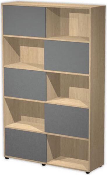 1 Bibliothèque chêne 10 cases 5 portes anthracite montée