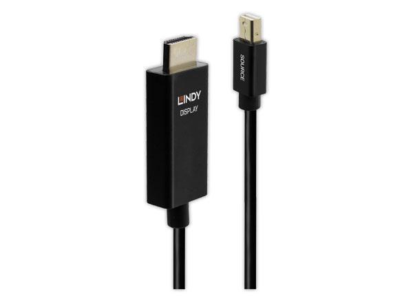 Lindy 40921 câble vidéo et adaptateur 1 m Mini DisplayPort HDMI Noir
