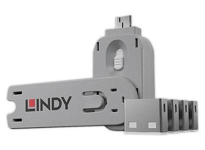 LINDY Clé USB et 4 bloqueurs de ports USB Blanc