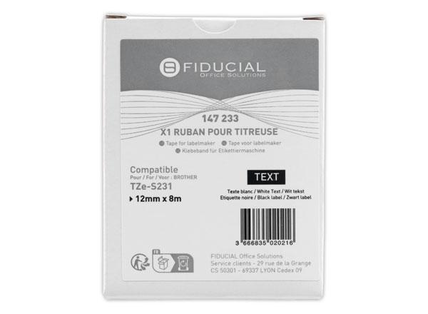 1 Ruban comp BROTHER TZSE 231 12mm blancimpression noire LAM