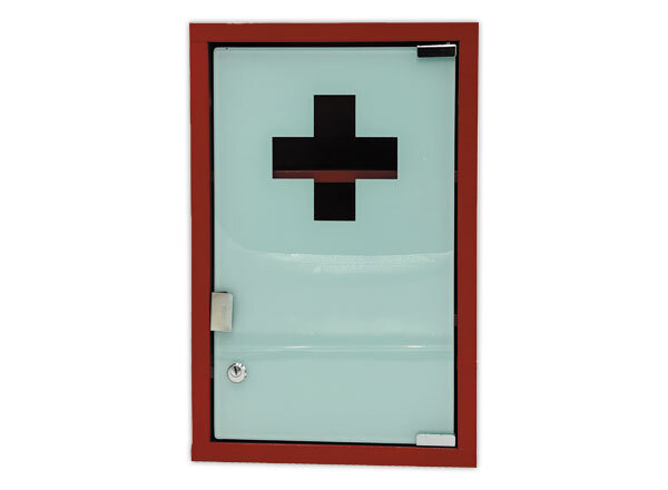 1 Armoire à pharmacie rouge 2 étagères