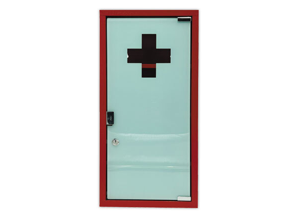 1 Armoire à pharmacie rouge 3 étagères