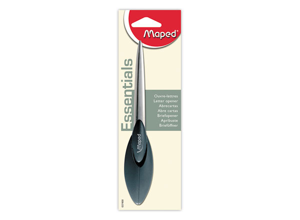 1 Ouvre-lettres classique manche ergonomique  en plastique noir, 17 cm