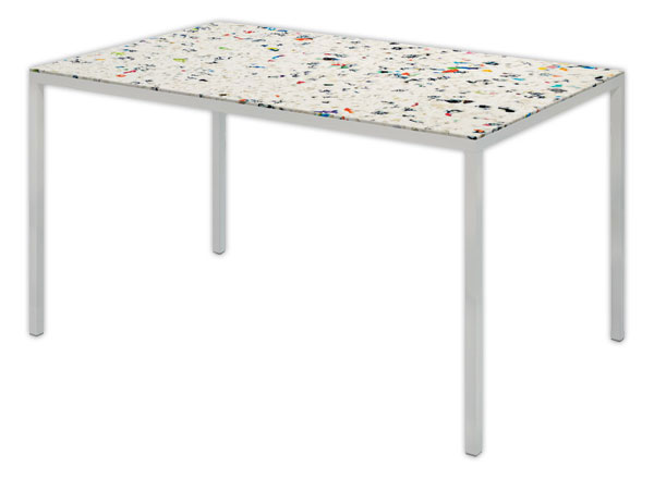 1 Table rectangulaire 140x90 cm MAHAUT décore FLOREAL recyclée