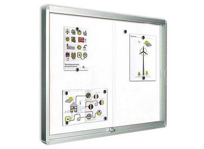 1 Vitrine d'intérieur coulissante 12 x A4 fond métallique
