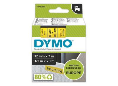 1 Ruban pour titreuse DYMO D1 12mm jauneimpression noire