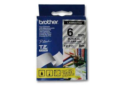 1 Ruban pour titreuse BROTHER TZE 111 6mm transparent impression noire