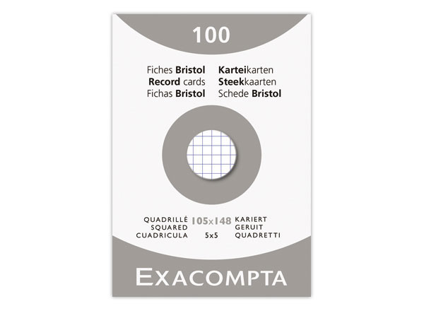 1 Etui de 100 Fiches bristol blanches 10,5x14,8 cm, 5x5, 210g