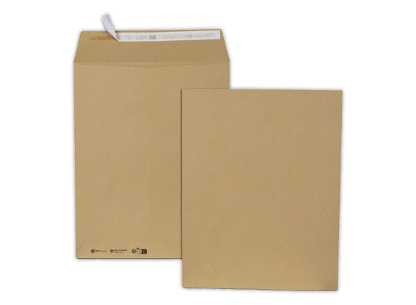 1 Boite de 250 pochettes kraft recyclées 260x330 mm 90g bande siliconée