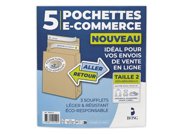 1 Boite de 5 pochettes réutilisables kraft 250x350x50 120g
