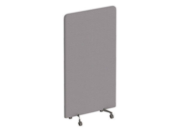 1 Cloison acoustique tissu gris roulettes argent 190 x 100 cm montée